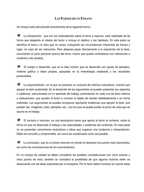 Las Partes De Un Ensayo Ensayos Interacciones De Disciplina