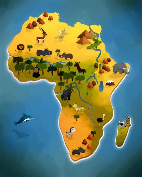 Map Of Africa Map Of Africas Animals Out Of An Atlas Book For Auzou
