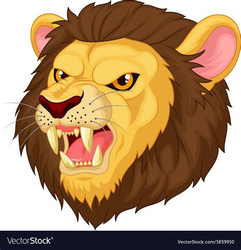 Angry Lion Head Mascot Cartoon Royalty Free Vector Image