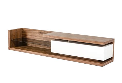 Looking for media storage furniture that can work in your bedroom? Low Profile Walnut TV Media Stand with Glass Shelf ...