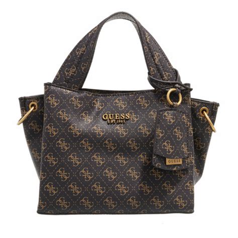 Guess Zed Small Girlfriend Carryall Brown Logo Tote Fashionette