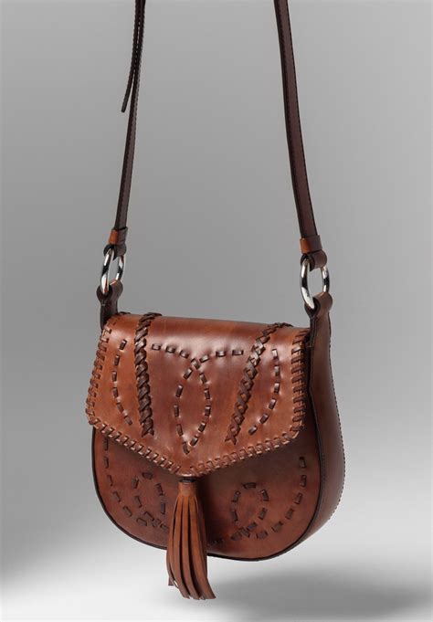 Alberta Ferretti Leather Saddle Bag in Light Brown | Leather saddle bags, Saddle bags, Saddle ...