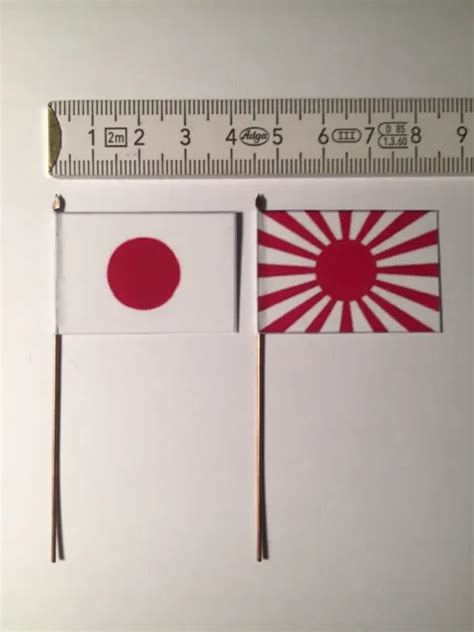1112 2x 28mm Wwii Japan Japanese National And Imperial Army War Flag