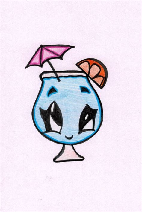 Blue Drink Cartoon Etsy Colorful Drawings Art Drawings Simple