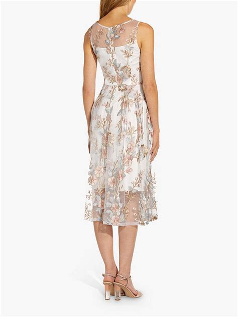 Adrianna Papell Floral Flared Embroidered Midi Dress Pinkmulti At
