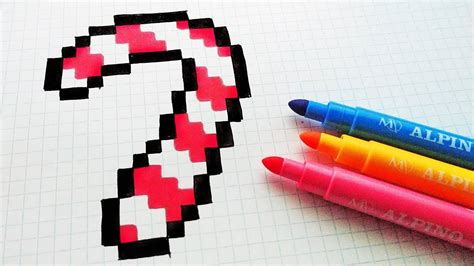 Pixel art is just another art medium, like guache, oil painting, pencil, sculpture or its close cousin mosaic. Handmade Pixel Art - How To Draw a Candy Cane - Merry ...