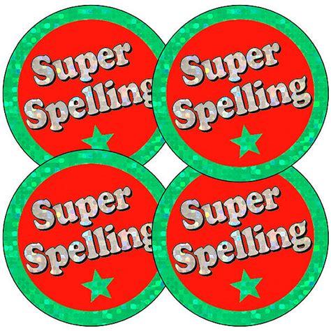 Holographic Super Spelling Stickers 37mm 35 Stickers