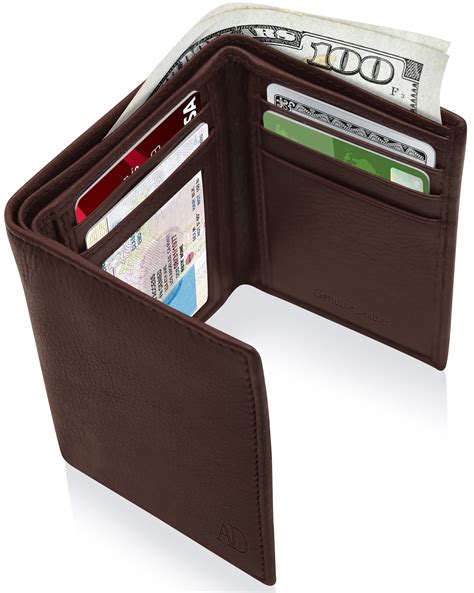 Genuine Leather Slim Trifold Wallets For Men Mens Wallet Rfid