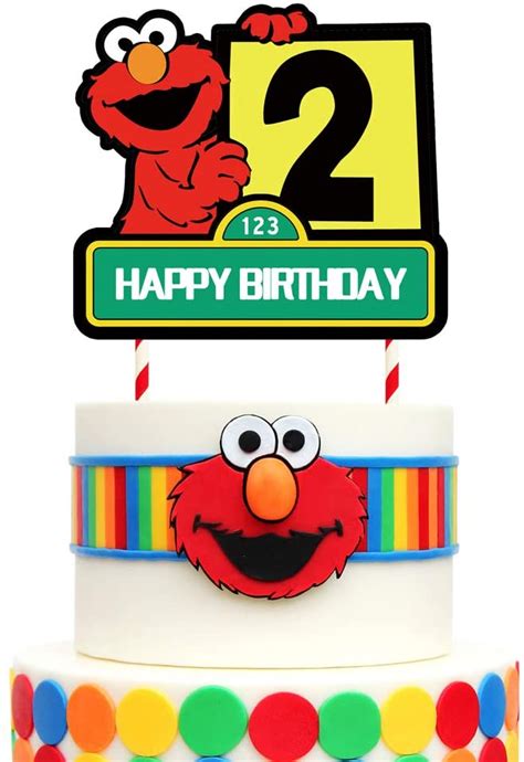 1 Elmo Cake Topper 2nd Birthday Cake Decorations For