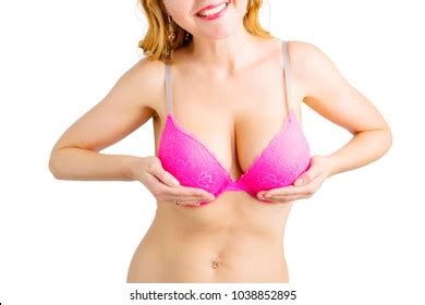 Woman Wearing Bra Holding Her Breasts Stock Photo Edit Now 1038852895