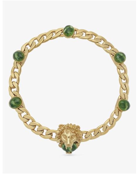 Gucci Lion Head Brass Choker Necklace In Gold Metallic Lyst