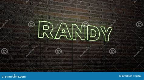 Randy Realistic Neon Sign On Brick Wall Background 3d Rendered Royalty Free Stock Image