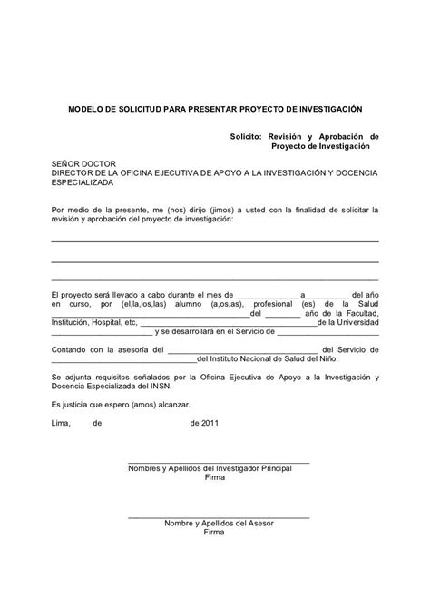 Solicitud para presentar proyecto de investigación