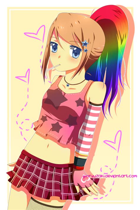 Image Girl With Rainbow Hair Brown Animepng Yandere