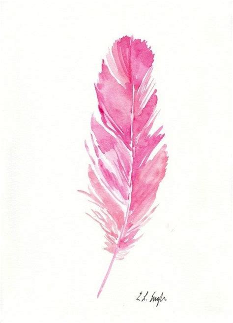 Pink Watercolor Feather Original Art 9x12 T For Her Pink Etsy