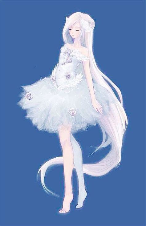 Anime Girl White Hair White Dress Anime Pinterest Dresses Hair