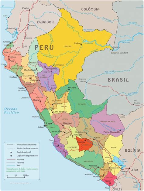 Mapa Do Peru Com Cidades Regiões America Map Map Peru