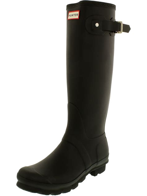hunter women s original tall black knee high rubber rain boot 6m