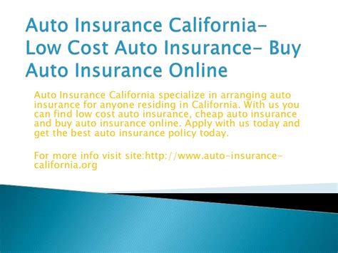 Visit www.mylowcostauto.com to learn more about how the state's california low cost auto insurance program can save you money on auto insurance when you need it the most. Auto Insurance California- Low Cost Auto Insurance- Buy ...