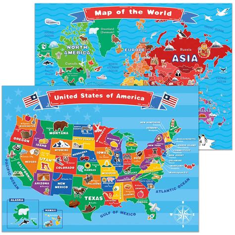 World Map And United States Map For Kidswall Maps Of Us And World 18