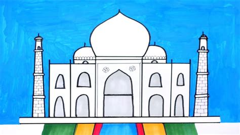How To Draw Taj Mahal Step By Step For Kids Easy Taj Mahal Drawing