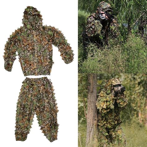 3d Ghillie Anzug Set Sniper Zug Blatt Dschungel Wald Woodland Jagd Camouflage Ebay