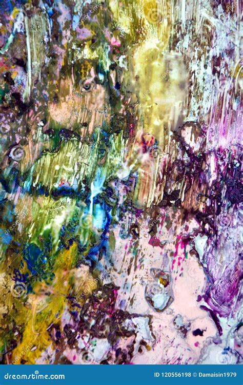 Painting Yellow Purple Blue Colorful Vivid Abstract Wet Paint