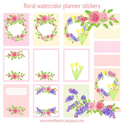 Free Printable Floral Planner Stickers Watercolor Ausdruckbare