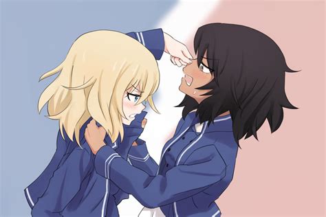 Safebooru 2girls Andou Girls Und Panzer Angry Bangs Bc Freedom