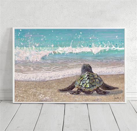 Baby Sea Turtle Wall Art Sea Turtle Art Prints Sea Turtle Etsy Sea