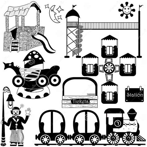 Kids Amusement Park Set Stock Vector Illustration Of Carnival 37516847