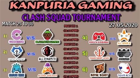 Clash Squad Tournament Kanpuria Gaming Match No 25 To 30 Youtube