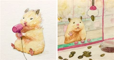 Japanese Artist Depicts The Typical Life Of His Pet Hamster And The