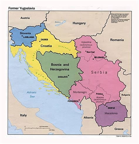 Detailed Political Map Of The Former Yugoslavia 1983 Yugoslavia
