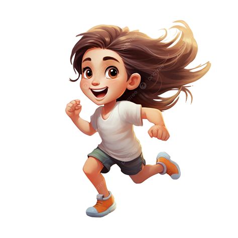 Cheerful Dash Girl Cartoon Character Enjoying A Playful Run Cartoon