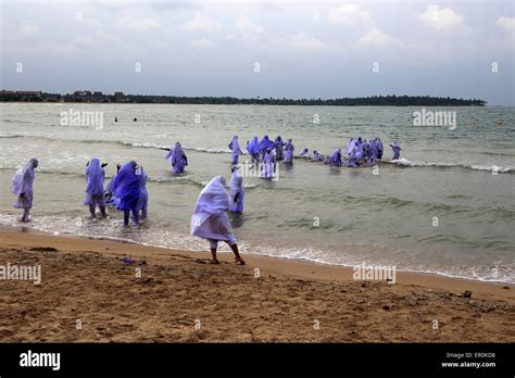 Muslim Girls Bathing In Their Clothes Pasikudah Bay Eastern Province