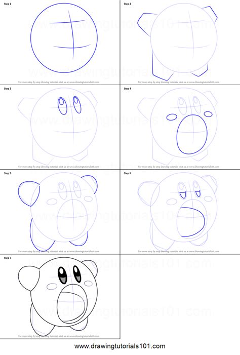How To Draw Yellow Kirby From Kirby Printable Step By Step