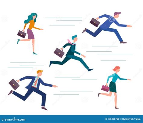 Running People Business Team Competition Stock Vector Illustration