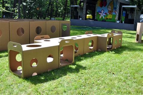 A Cardboard Playground Kids Playing Reuse Cardboard Boxes Kids