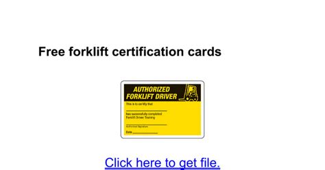 This forklift training publication was published by san jose state university is design for its own forklift operators. Free forklift certification cards - Google Docs