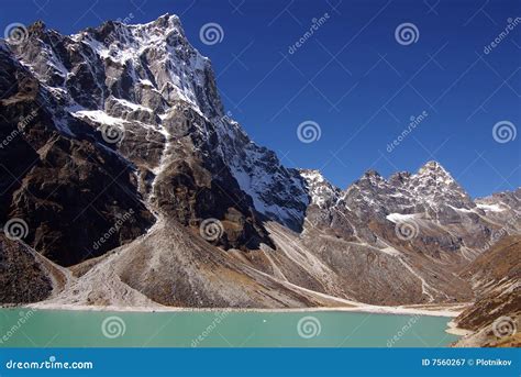 Picturesque Nepalese Landscape With A Lake Stock Image Image Of
