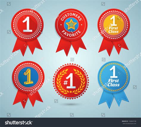 Number 1 Ribbons And Badges Eps10 Stock Vector Illustration 150840158