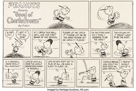 Charles Schulz Peanuts Sunday Baseball Comic Strip Original Art Lot