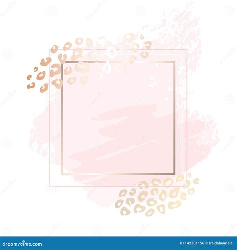 Golden Pink Blank Nude Art Frames Card Design Brush Stroke Lines