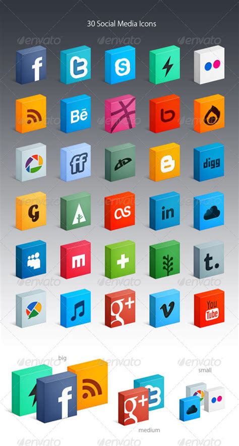 Free 30 3d Box Social Media Icons Psd Included Titanui