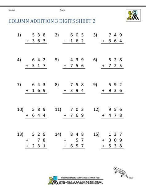 Addition 2 Digits Second Grade Math Worksheets Biglearners Gambaran