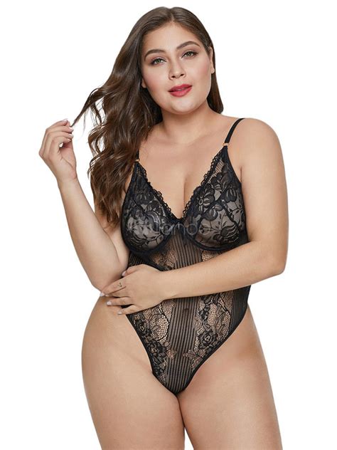Plus Size Teddies Lace Sheer Push Up Sexy Lingerie For Women