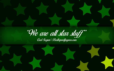 We Are All Star Stuff Carl Sagan Calligraphic Text Green Stars
