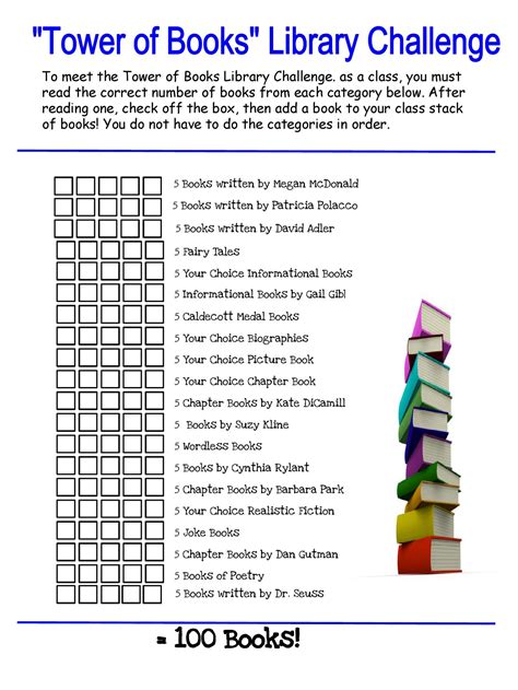 Tower Of Books Library Challenge 2nd Grade Pdf To Flipbook School