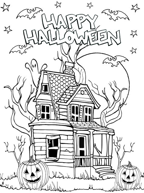 Get Haunted House Halloween Coloring Pages For Adults Images Colorist